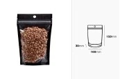 Торбички тип Doy Pack 100x30x150 мм алуминиеви,  с черна задна страна, прозрачна предна част с цип и възможност за термозапечатване - 100 бр.-изображение_размери
