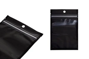 Торбички тип Doy Pack 100x30x150 мм алуминиеви,  с черна задна страна, прозрачна предна част с цип и възможност за термозапечатване - 100 бр.-5