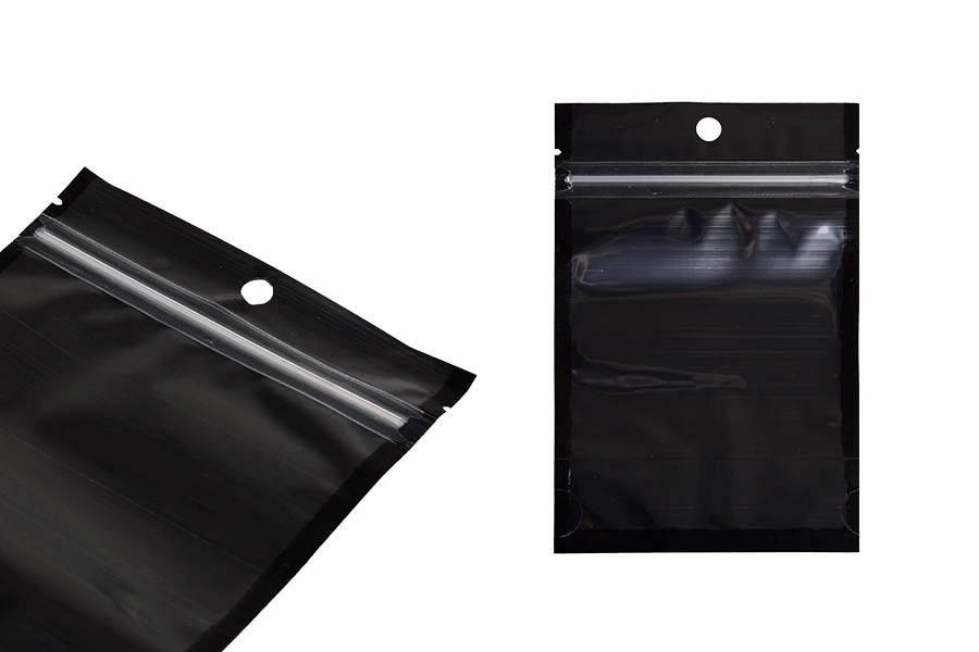 Торбички тип Doy Pack 100x30x150 мм алуминиеви,  с черна задна страна, прозрачна предна част с цип и възможност за термозапечатване - 100 бр.-изображение_група