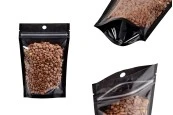 Торбички тип Doy Pack 100x30x150 мм алуминиеви,  с черна задна страна, прозрачна предна част с цип и възможност за термозапечатване - 100 бр.-изображение_продукт