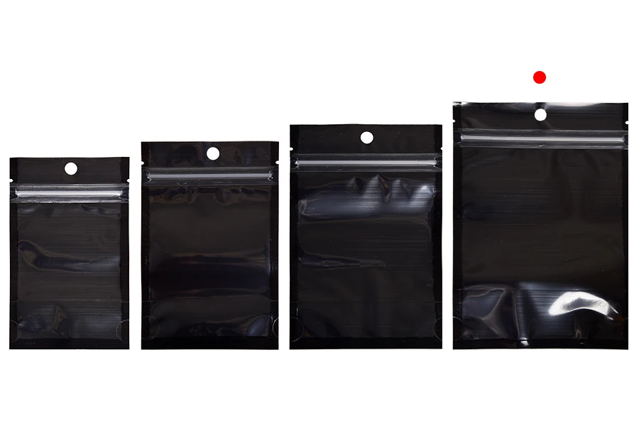 Торбички тип  Doy Pack 120x40x170 mm алуминиеви с черна задна страна, прозрачна предна част с "цип" затваряне и термозаваряване - 100 бр.
