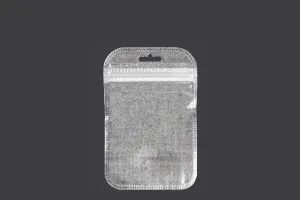 Пликчета с цип 85x130 mm, нетъкан сребърен текстил в гръб, прозрачна предна част с дупка Eurohole - 100 бр.-1