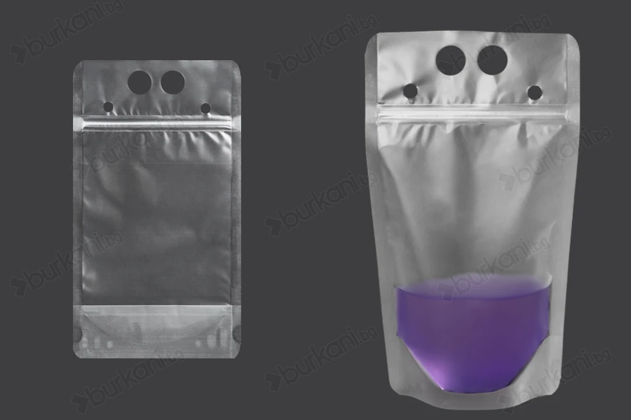 Прозрачна опаковка тип Doy Pack 500 ml с цип и дупки за сламки - 50 бр-изображение_продукт