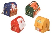Коледна кутия - подаръчна торбичка с дръжка 100х90х125 мм - 25 бр-изображение_група