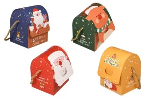 Коледна кутия - подаръчна торбичка с дръжка 100х90х125 мм - 25 бр-изображение_група