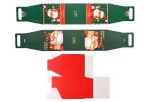 Коледна подаръчна кутия с дръжка и панделка 100х100х100 мм - 25 бр.-изображение_група