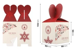 Хартиена коледна подаръчна кутия 90х90х155 мм - 10 бр-изображение_размери