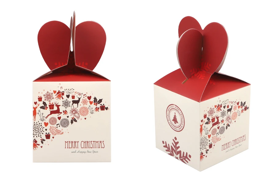 Хартиена коледна подаръчна кутия 90х90х155 мм - 10 бр-изображение_продукт