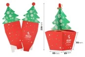 Хартиена коледна подаръчна кутия 85х85х230 мм  елха и камбанка - 10 бр Хартиена коледна подаръчна кутия 85х85х230 мм  елха и камбанка - 10 бр