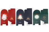 Коледна хартиена подаръчна кутия 90х90х90 мм с прозорче, дръжка и панделка - 10 бр.-изображение_група