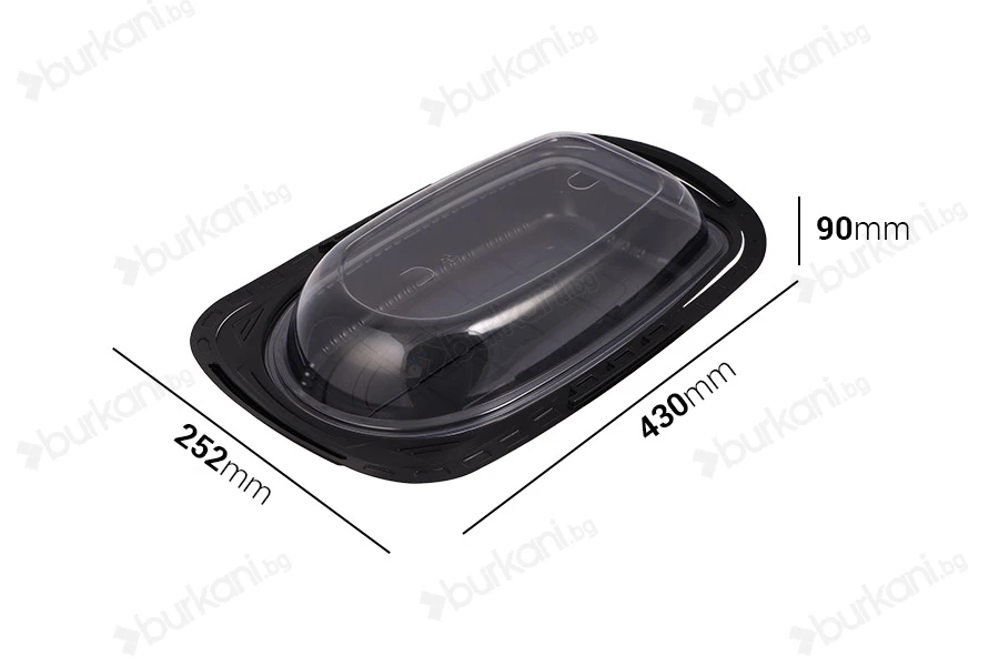 Пластмасови кутийки с размер  430x252x90 mm с капак и дръжки - 12 бр.-изображение_размери