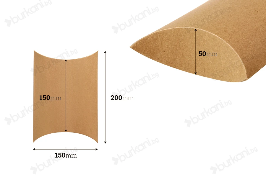 Подаръчна кутия тип "възглавница" 200x150x50 mm - 20 бр./опаковки-изображение_размери