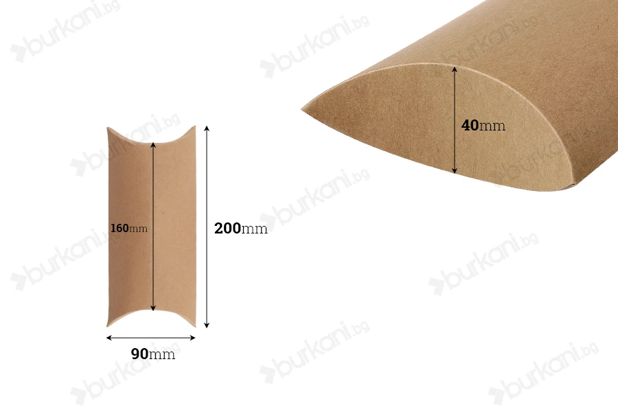 Подаръчна кутия тип "възглавница" 200x90x40 mm - 20 бр./опаковка-изображение_размери