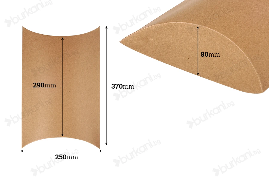 Подаръчна кутия тип "възглавница"  370x250x80 mm  - 20 бр./опаковка-изображение_размери