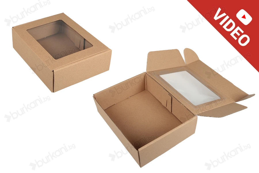 Хартиена крафт кутия с размери 240x180x70 с прозорец mm - 20 бр.-изображение_продукт