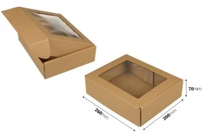 Хартиена крафт кутия с размери 260x200x70 mm с прозорец - 20 бр.-2