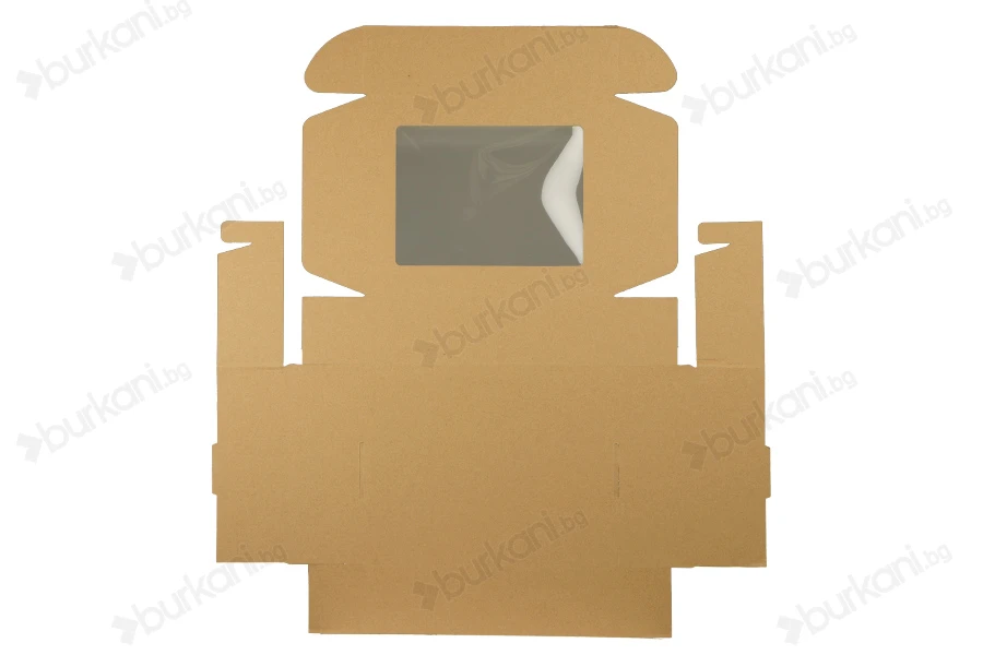 Хартиена крафт кутия с размери 260x200x70 mm с прозорец - 20 бр.-изображение_група