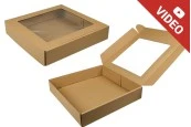Хартиена крафт кутия с размери 400x400x80 mm с прозорец - 20 бр. Хартиена крафт кутия с размери 400x400x80 mm с прозорец - 20 бр.-изображение_продукт