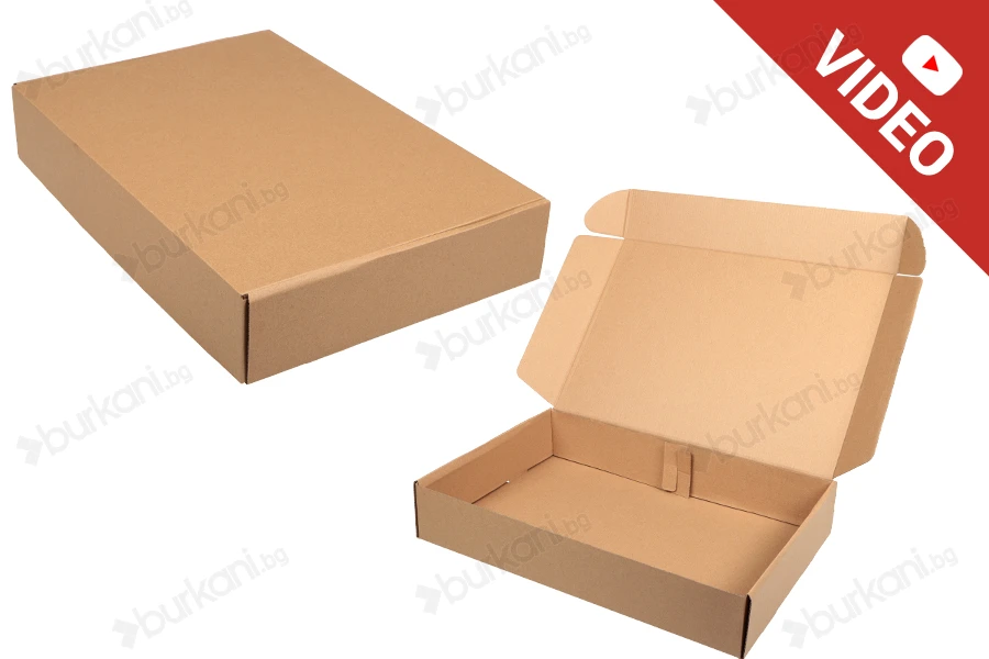 Опаковъчна кутия от крафт хартия с размери 450x300x80 mm - 20 бр./пакет-изображение_продукт