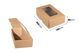 Хартиена крафт кутия с прозорец с размери - 260x160x80 mm -20 бр. в пакет-2