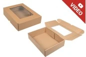 Хартиена крафт кутия с размери 350x250x80 mm с прозорец - 20 бр. Хартиена крафт кутия с размери 350x250x80 mm с прозорец - 20 бр.-изображение_продукт