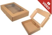 Крафт опаковъчна кутия с размери 450x300x80 mm с прозорец - 20 бр. Крафт опаковъчна кутия с размери 450x300x80 mm с прозорец - 20 бр.-изображение_продукт