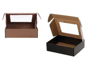 Крафт картон  кутия с прозорец с размери 240x180x70 mm-2