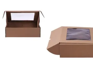 Крафт картон  кутия с прозорец с размери 240x180x70 mm-5