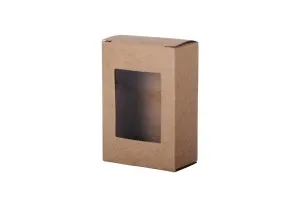 Хартиена крафт кутия за запун с прозорец, с размери  80x55x30 mm-1