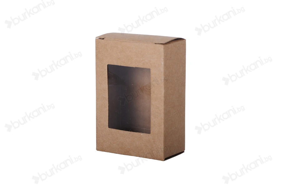 Хартиена крафт кутия за запун с прозорец, с размери  80x55x30 mm-изображение_продукт