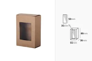 Хартиена крафт кутия за запун с прозорец, с размери  80x55x30 mm-2