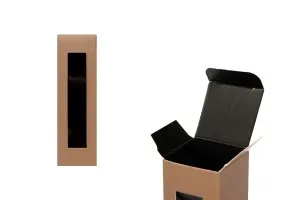 Картонена кутия с прозорец 38х38х130 в кафяв цвят - 50 бр-1