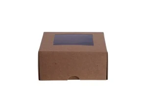 Крафт кутия с прозорец с размери  130x120x60-1