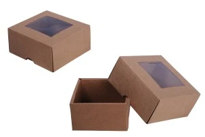 Крафт кутия с прозорец с размери  130x120x60-2