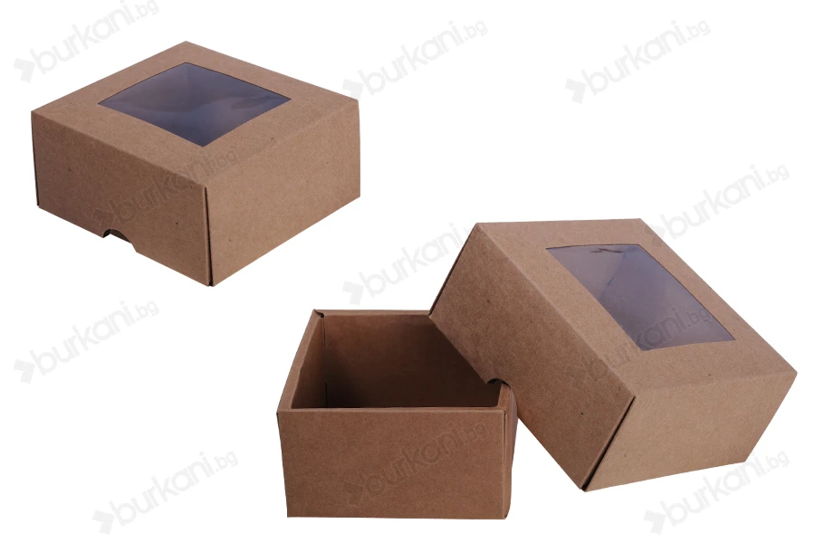 Крафт кутия с прозорец с размери  130x120x60-изображение_група