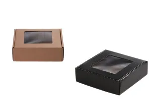 Крафт  опаковъчна кутия с прозорец 170x170x50 mm - 20 бр-1