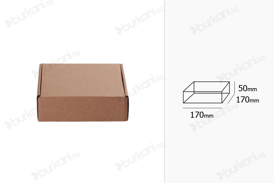Крафт опаковъчна кутия без прозорец 170x170x50 mm - 20pcs-изображение_размери
