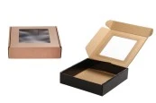 Опаковъчна крафт кутия с прозорец 210x210x50 mm - 20 бр. Опаковъчна крафт кутия с прозорец 210x210x50 mm - 20 бр.-изображение_размери