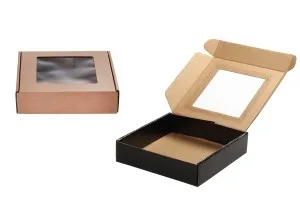 Опаковъчна крафт кутия с прозорец 210x210x50 mm - 20 бр.-2