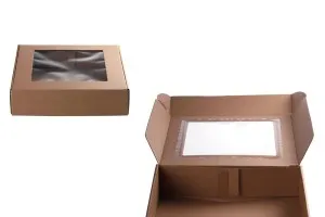 Опаковъчна кутия от крафт хартия с прозорец 300x300x70 mm - Опаковка 20 бр-6