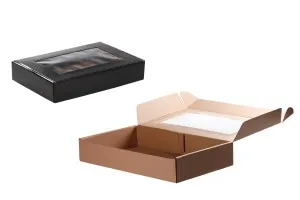 Опаковъчна кутия от крафт хартия с прозорец 400x250x70 mm - Опаковка от 20 бр-2