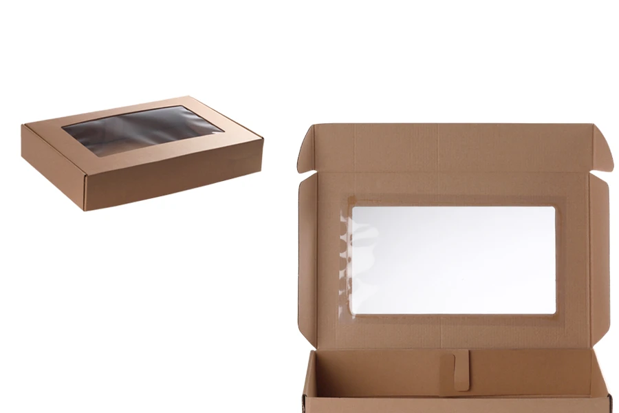Опаковъчна кутия от крафт хартия с прозорец 400x250x70 mm - Опаковка от 20 бр Опаковъчна кутия от крафт хартия с прозорец 400x250x70 mm - Опаковка от 20 бр-изображение_група
