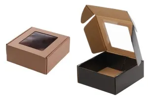 Кутия от крафт хартия с размери 180x180x70 mm с прозорец - 20 бр.-3