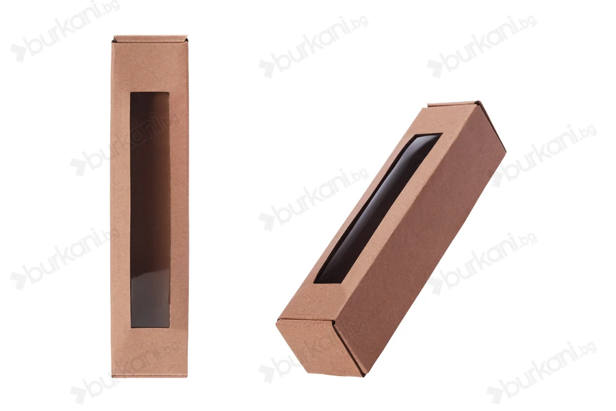 Хартиена крафт кутия с прозорец с размери 55x55x250 mm - 20 бр.-изображение_група