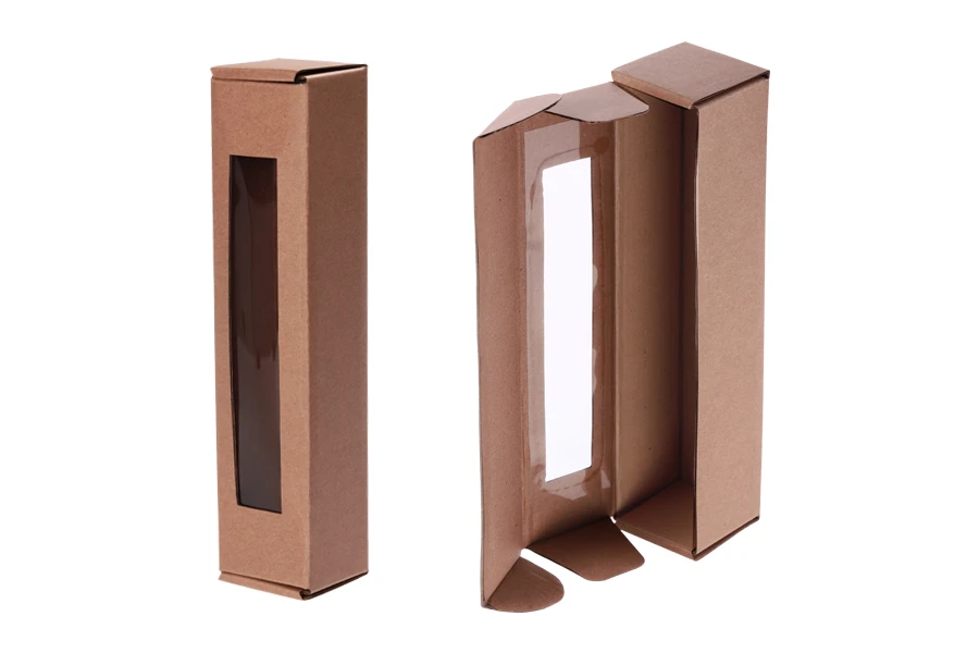Хартиена крафт кутия с прозорец с размери 55x55x250 mm - 20 бр. Хартиена крафт кутия с прозорец с размери 55x55x250 mm - 20 бр.