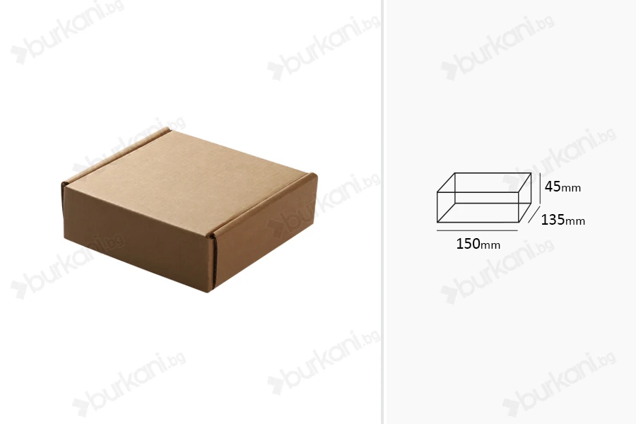 Хартиена крафт кутия с размери 150x135x45 - 20 бр-изображение_размери