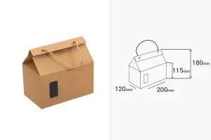 Крафт картонена кутия тип куфар с прозорче с размери 200x120x115 - 20 бр-2