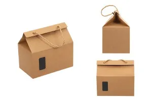 Крафт картонена кутия тип куфар с прозорче с размери 200x120x115 - 20 бр-3