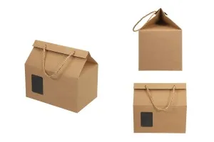 Крафт картонена кутия тип куфар с прозорец с размери  220x140x130 - 20 бр.-7