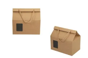 Крафт картонена кутия тип куфар с прозорец с размери  220x140x130 - 20 бр.-1